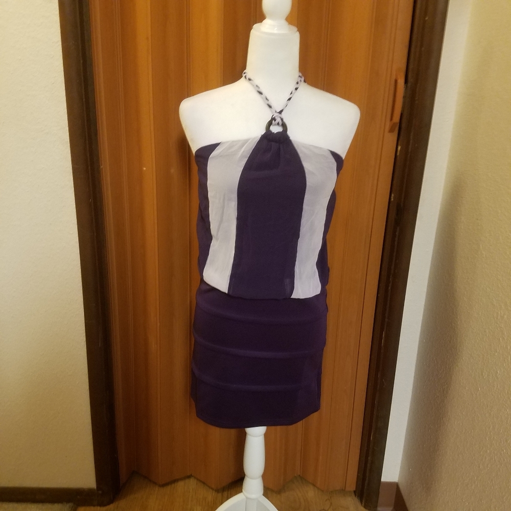 LULUMARI PURPLE HALTER DRESS